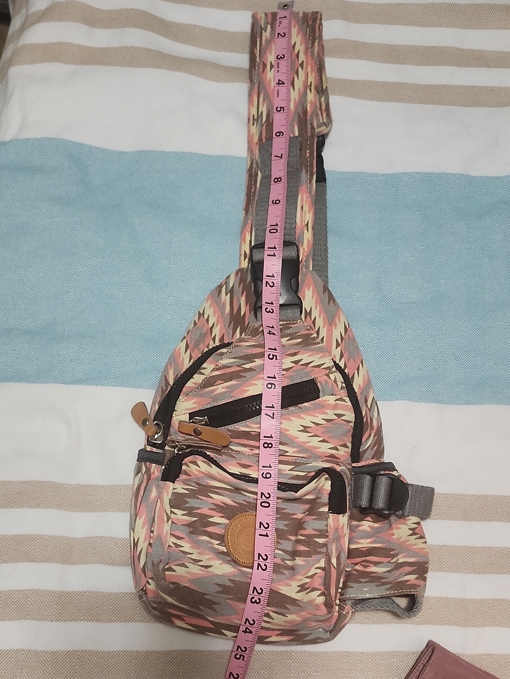 Stylish Pink Aztec Pattern Sling Backpack - Picture 7 of 7